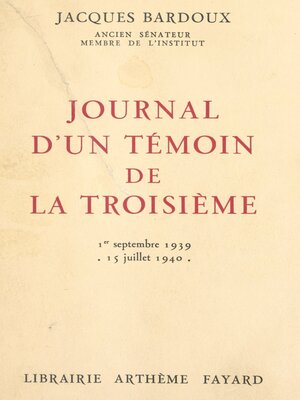 cover image of Journal d'un témoin de la Troisième